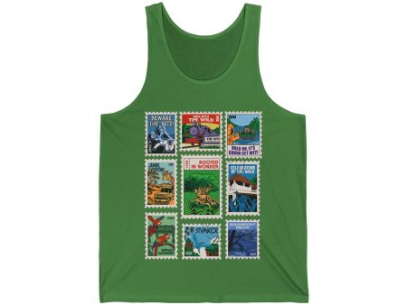 Animal Kingdom Vintage Stamps - Adult Unisex Tank Top Hot on Sale