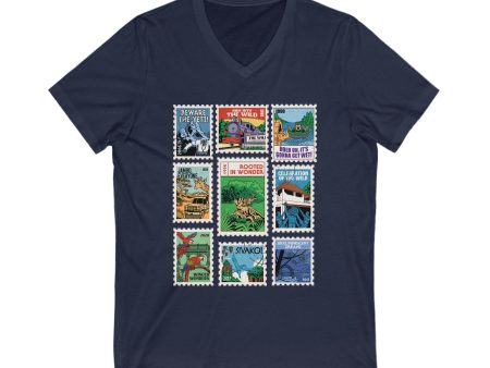 Animal Kingdom Vintage Stamps - Short Sleeve V-Neck Tee Online Hot Sale