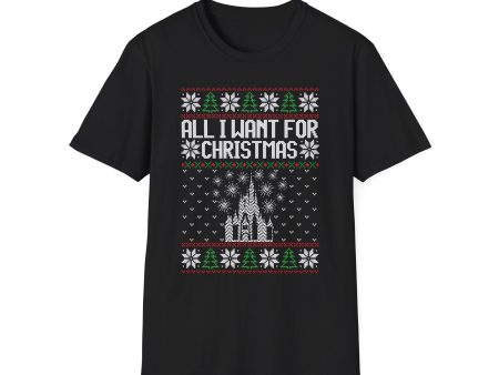 All I Want for Christmas Disney World Ugly Sweater Tshirt Adult Unisex Cheap