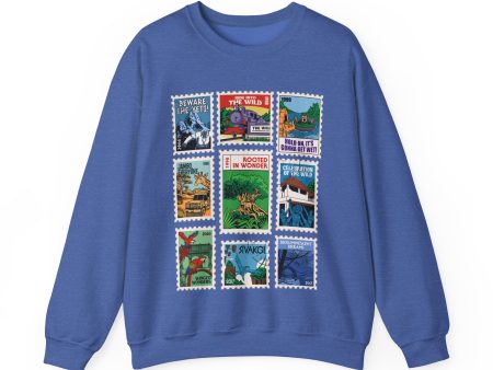 Animal Kingdom Vintage Stamps - Adult Crewneck Sweatshirt Discount