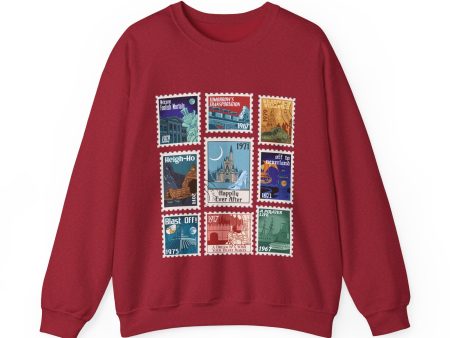 Magic Kingdom Vintage Stamps - Adult Crewneck Sweatshirt For Discount