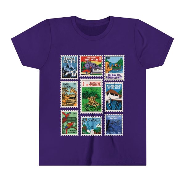 Animal Kingdom Vintage Stamps - Youth Short Sleeve Tee Shirt on Sale