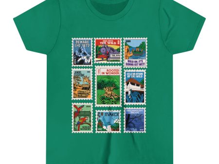 Animal Kingdom Vintage Stamps - Youth Short Sleeve Tee Shirt on Sale