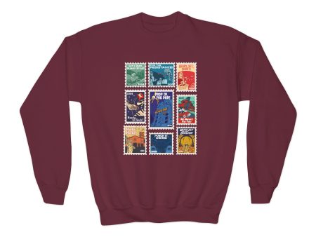 Hollywood Studios Vintage Stamps - Youth Crewneck Sweatshirt Online