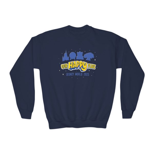 Our Happy Place 2025 - Family Matching  - Youth Crewneck Sweatshirt Cheap