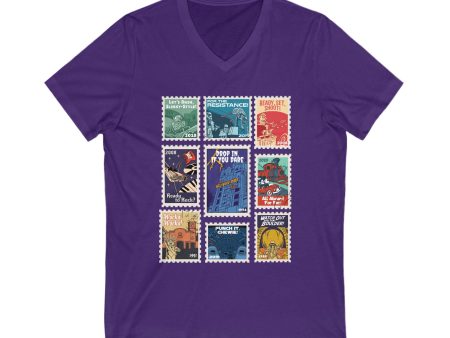 Hollywood Studios Vintage Stamps - Short Sleeve V-Neck Tee Supply