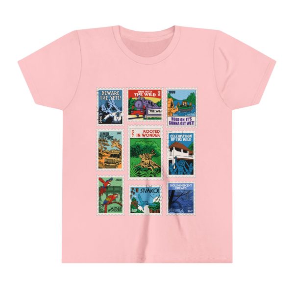 Animal Kingdom Vintage Stamps - Youth Short Sleeve Tee Shirt on Sale