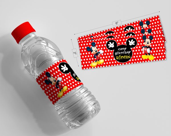 Mickey Mouse Theme Water Bottle Sticker on Sale