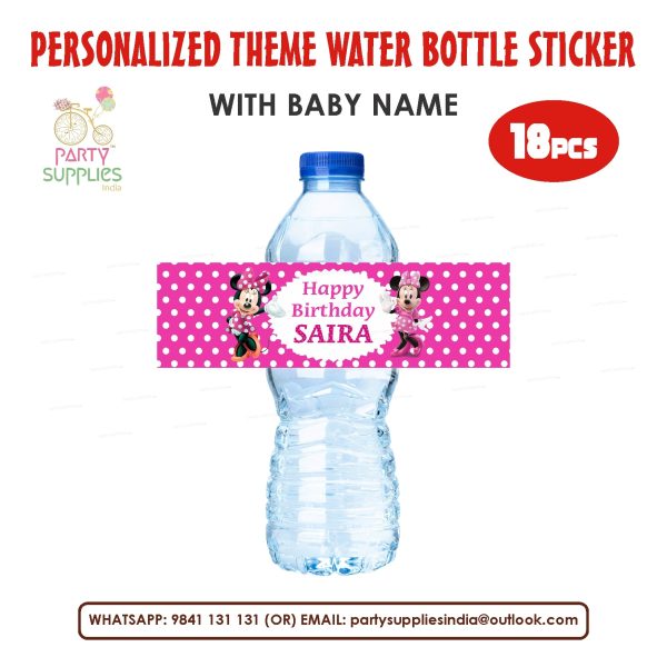 Minnie Mouse Theme Water Bottle Sticker Sale